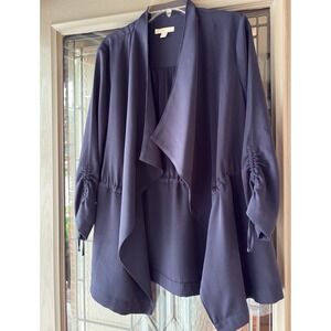 Women's Large Navy Draped Waterfall Open Front Cardigan EST 1946 Capsule Layer